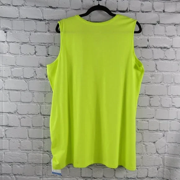Women's Knit V-Neck Sleeveless Tunic - Hot Lime - Picture 3 of 4